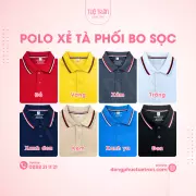 Đồng phục áo thun xẻ tà vàng phối bo sọc