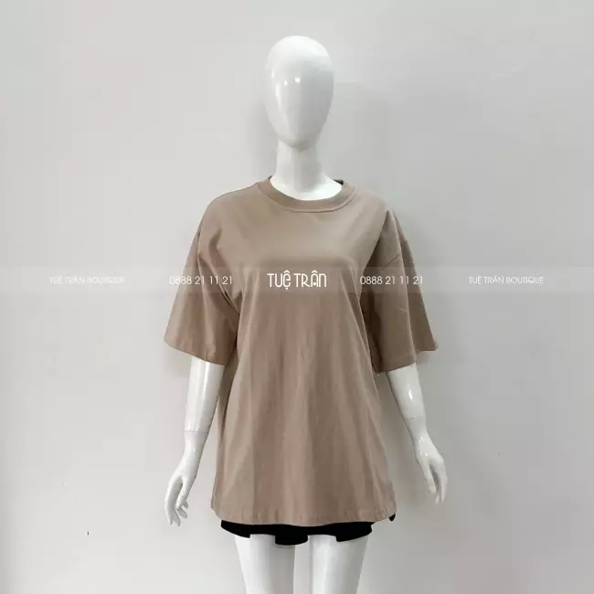 Đồng phục áo thun oversize cotton màu cafe