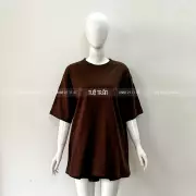 Đồng phục áo thun oversize cotton màu nâu đậm