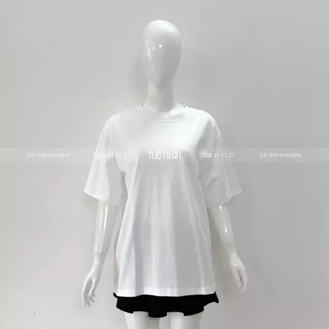 Đồng phục áo thun oversize cotton màu trắng